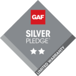GAF Silver Pledge warranty badge with stars.