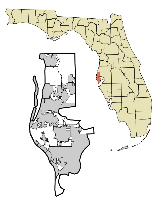Map of Florida highlighting specific geographic areas.