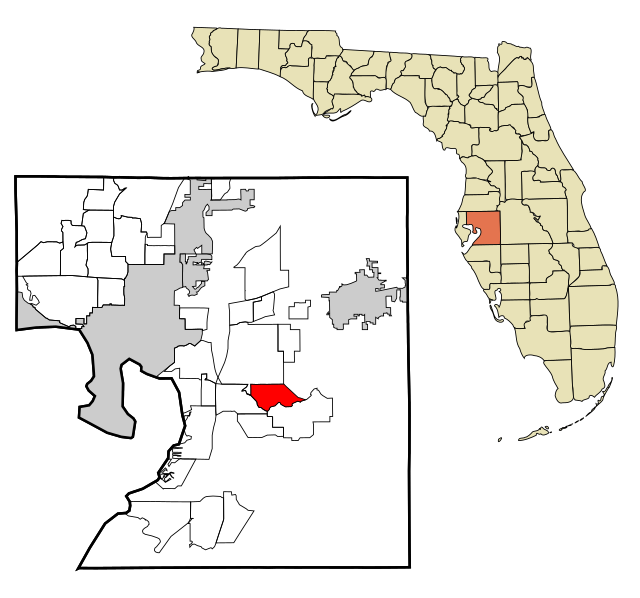Map highlighting specific region in Florida.