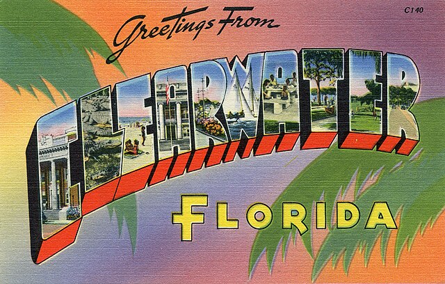 Vintage postcard greeting from Clearwater, Florida.