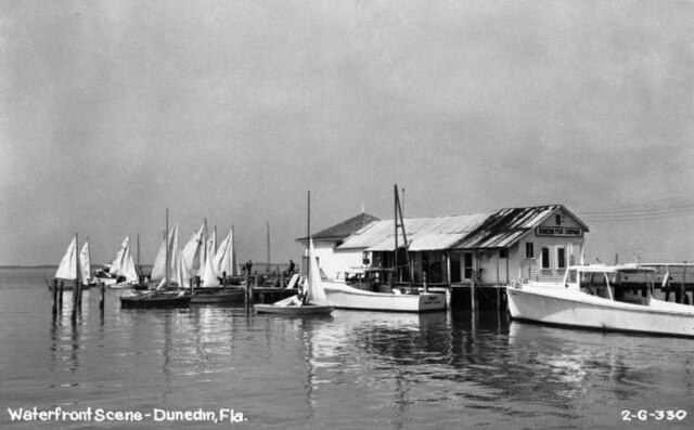 Historic waterfront scene in Dunedin, Florida.