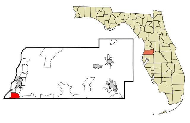 Map highlighting regions of Florida