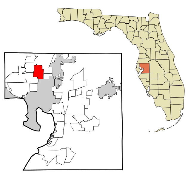 Map highlighting a Florida region in red.