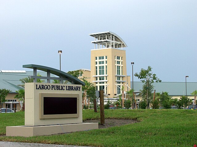 Largo Public Library building and sign