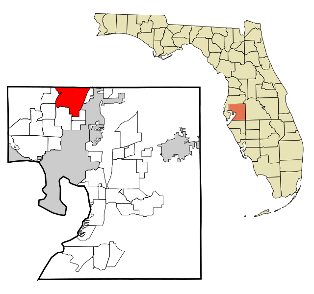 Map of Florida highlighting specific locations.