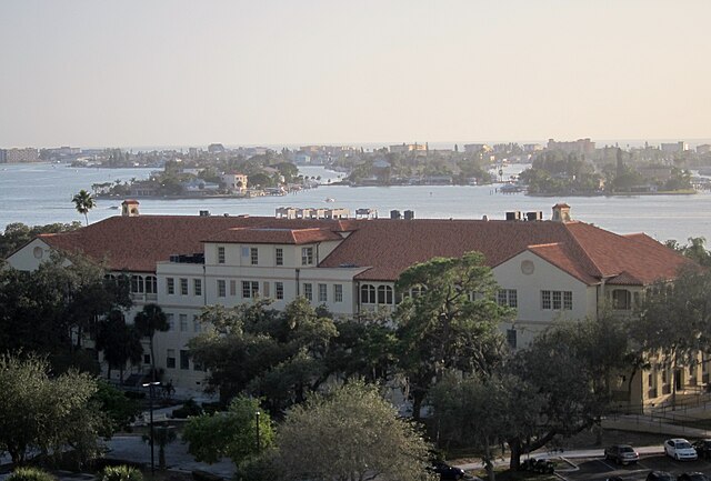Scenic view of water and buildings shoreline.
