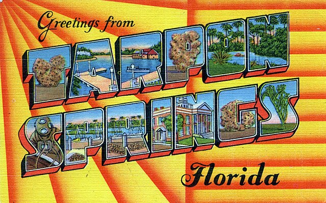 Vintage postcard of Tarpon Springs, Florida.