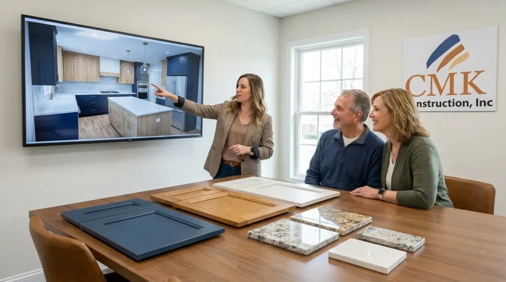 CMK Designer showing the preview of how customers kitchen will look with Full Overlay Cabinetes