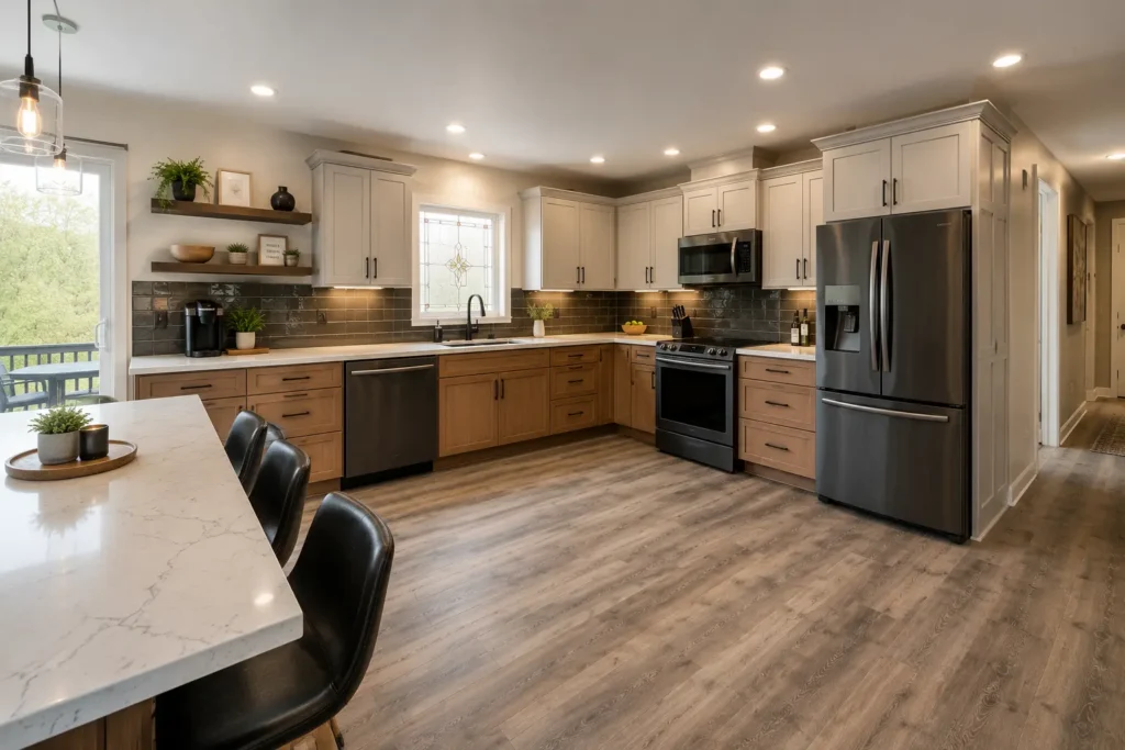 "After" photo of the same kitchen.