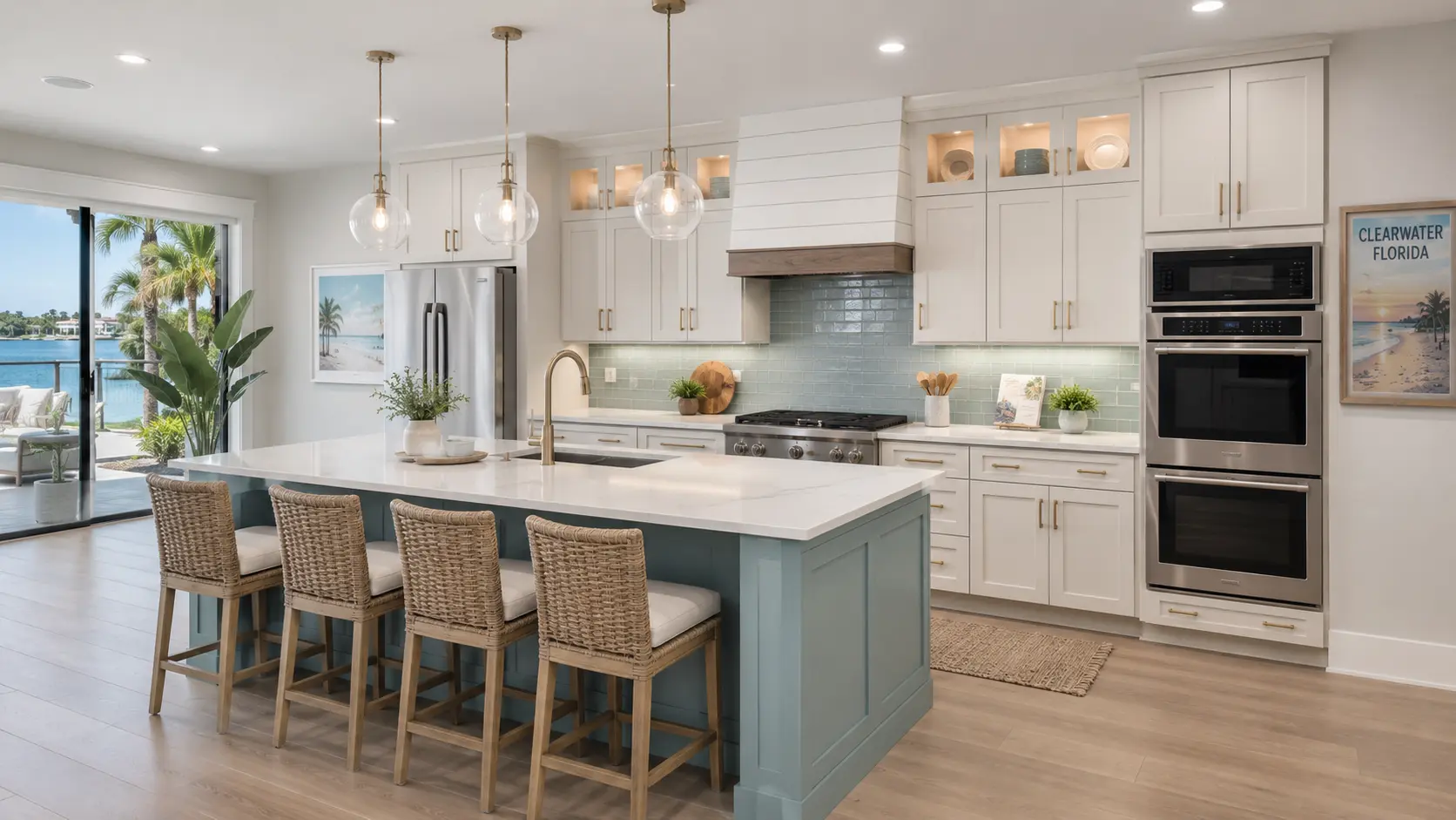 Custom kitchen remodel in Clearwater FL with an open layout and stone countertops by CMK Construction