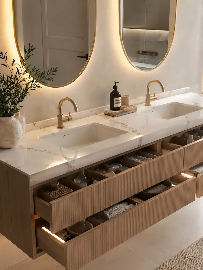 Freestanding soaking tub installed by CMK Construction