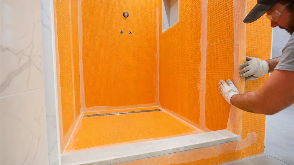 Shower stall in the middle of installation.