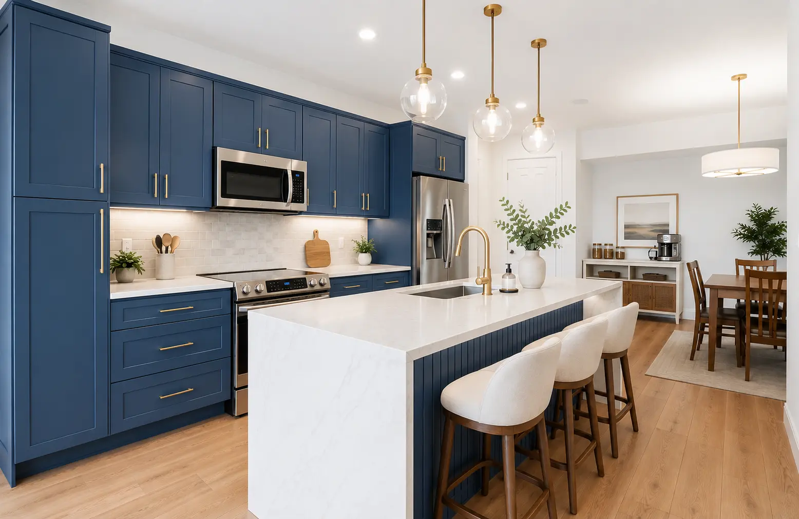 Custom kitchen remodel in St. Petersburg FL with custom cabinetry and a center island by CMK Construction