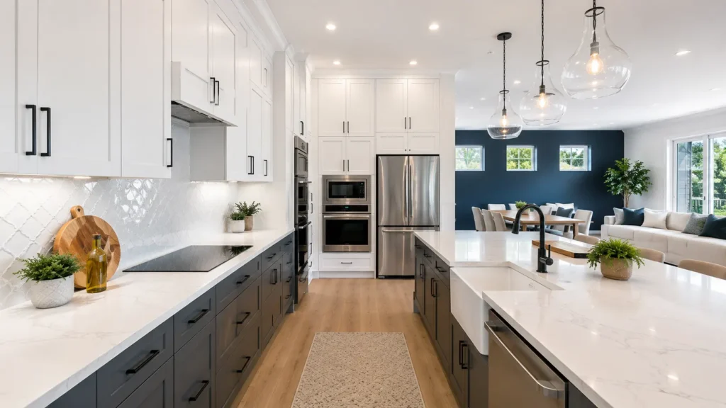 Kitchen remodel with an oversized island and custom cabinetry in Wesley Chapel, FL