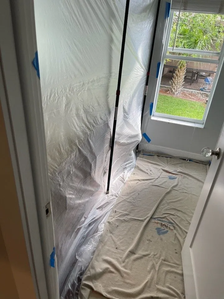 Floor protection installed on demo day for a Safety Harbor bathroom remodel by CMK Construction