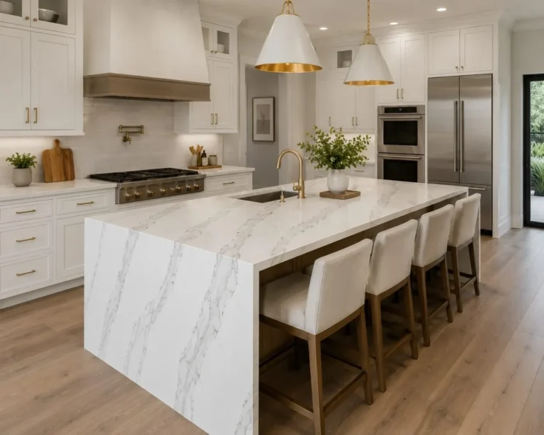 cambria quartz waterfall edge kitchen island south tampa