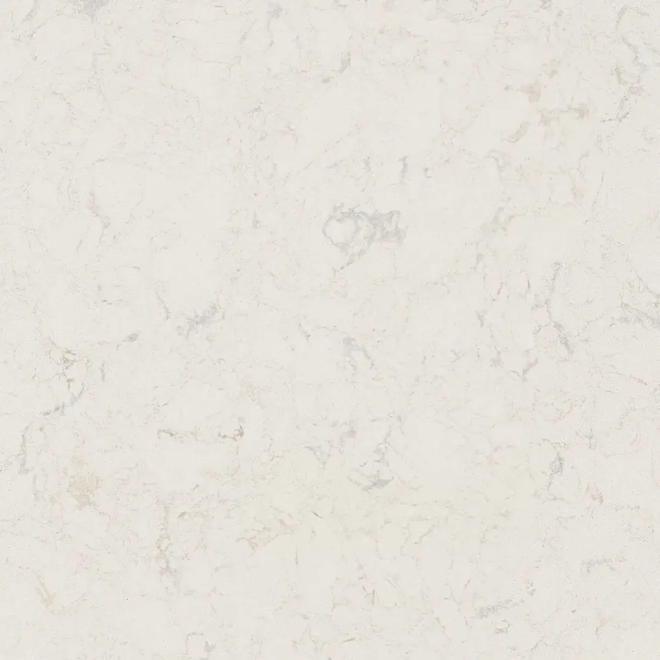 Cambria Torquay quartz slab in soft cream white with minimal movement