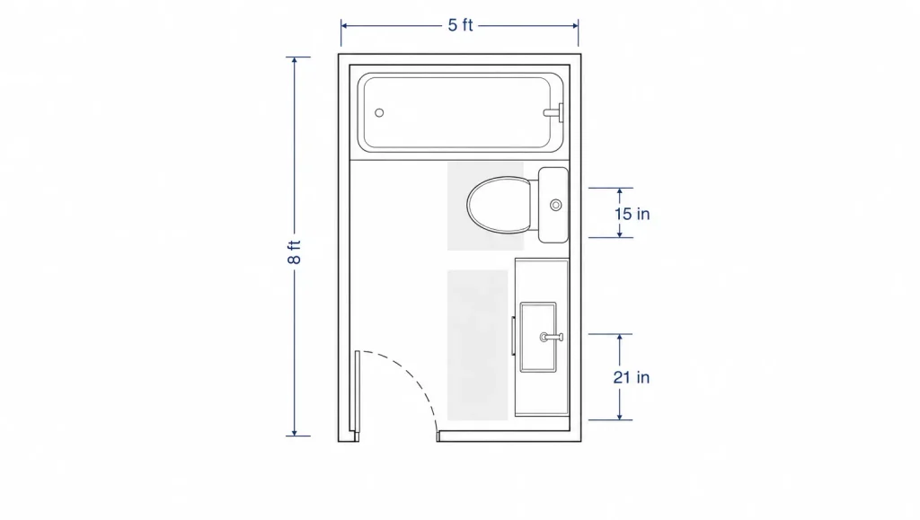 small bathroom layout clearances 5x8 floor plan diagram