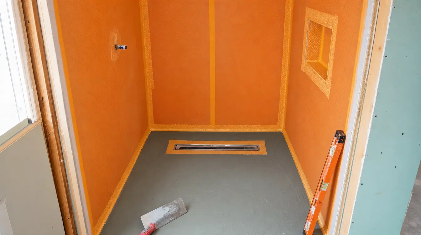Schluter KERDI-BOARD walls and KERDI shower pan waterproofing in a tub to shower conversion by CMK Construction in Tampa