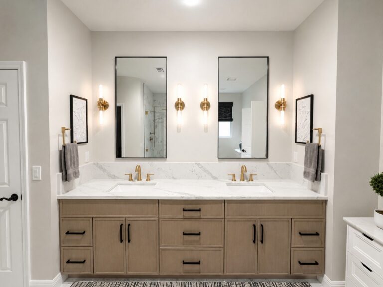 white oak double vanity seminole